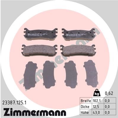 Bromsbeläggsats, Bakaxel Zimmermann 23387.125.1 ZIMMERMANN