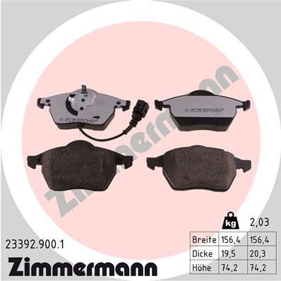 Bromsbeläggsats, Framaxel Zimmermann Rd:z 23392.900.1 ZIMMERMANN