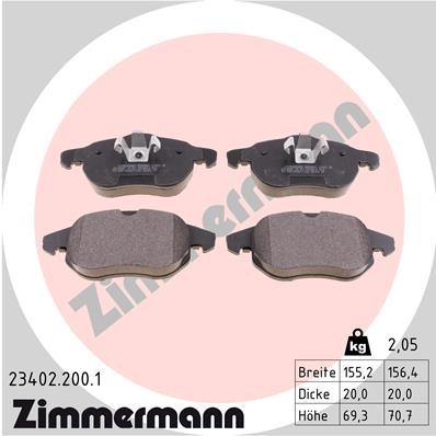 Bromsbeläggsats, Framaxel Zimmermann 23402.200.1 ZIMMERMANN