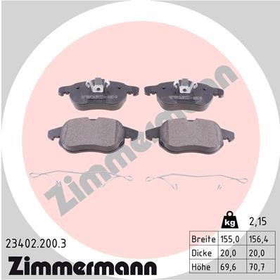 Bromsbeläggsats, Framaxel Zimmermann 23402.200.3 ZIMMERMANN