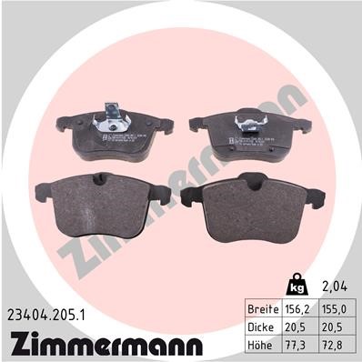 Bromsbeläggsats, Framaxel Zimmermann 23404.205.1 ZIMMERMANN