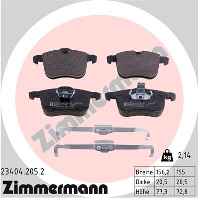 Bromsbeläggsats, Framaxel Zimmermann 23404.205.2 ZIMMERMANN