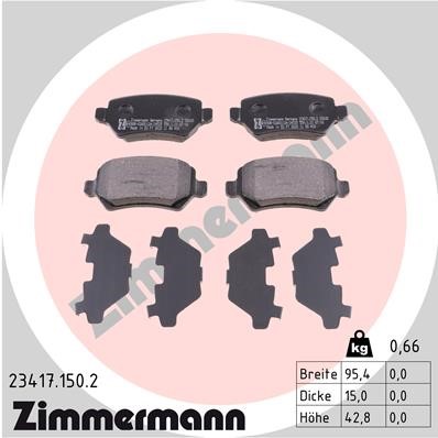 Bromsbeläggsats, Bakaxel Zimmermann 23417.150.2 ZIMMERMANN