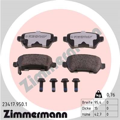 Bromsbeläggsats, Bakaxel Zimmermann Rd:z 23417.950.1 ZIMMERMANN