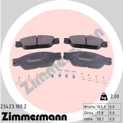 Bromsbeläggsats, Framaxel Zimmermann 23423.180.2 ZIMMERMANN
