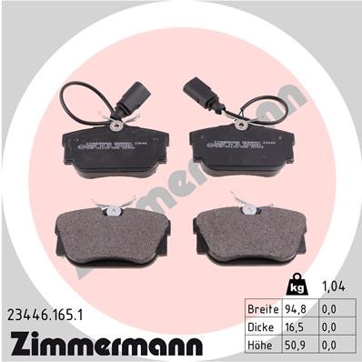 Bromsbeläggsats, Bakaxel Zimmermann 23446.165.1 ZIMMERMANN