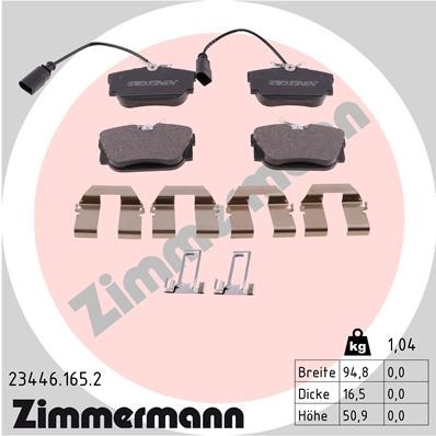Bromsbeläggsats, Bakaxel Zimmermann 23446.165.2 ZIMMERMANN