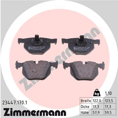 Bromsbeläggsats, Bakaxel Zimmermann 23447.170.1 ZIMMERMANN
