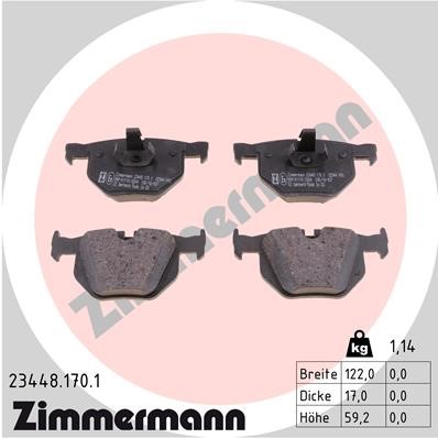 Bromsbeläggsats, Bakaxel Zimmermann 23448.170.1 ZIMMERMANN