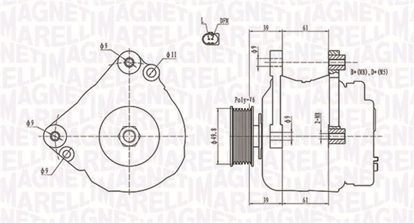 Generator 12V 110A Magneti marelli 063731729010 MAGNETI MARELLI