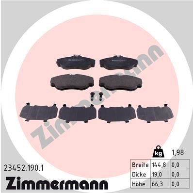 Bromsbeläggsats, Framaxel Zimmermann 23452.190.1 ZIMMERMANN