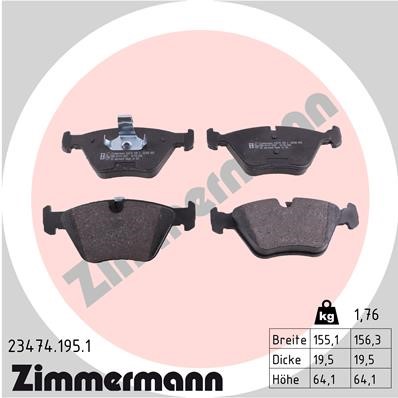 Bromsbeläggsats, Framaxel Zimmermann 23474.195.1 ZIMMERMANN