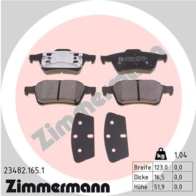 Bromsbeläggsats, Bakaxel Zimmermann 23482.165.1 ZIMMERMANN
