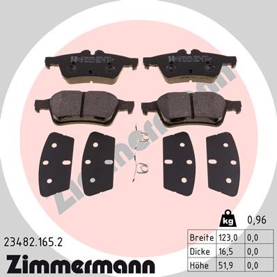 Bromsbeläggsats, Bakaxel Zimmermann 23482.165.2 ZIMMERMANN