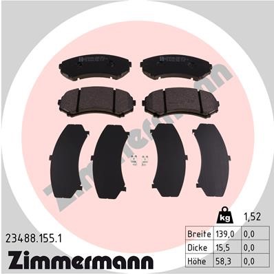 Bromsbeläggsats, Framaxel Zimmermann 23488.155.1 ZIMMERMANN