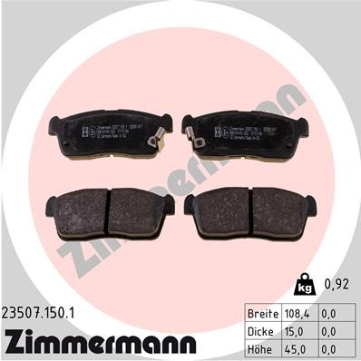 Bromsbeläggsats, Framaxel Zimmermann 23507.150.1 ZIMMERMANN