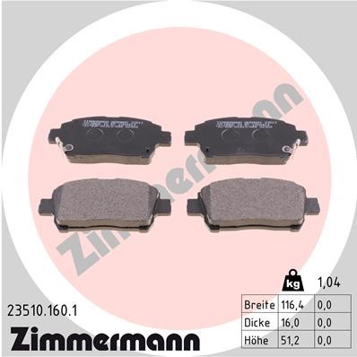 Bromsbeläggsats, Framaxel Zimmermann 23510.160.1 ZIMMERMANN