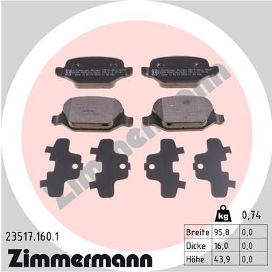 Bromsbeläggsats, Bakaxel Zimmermann 23517.160.1 ZIMMERMANN