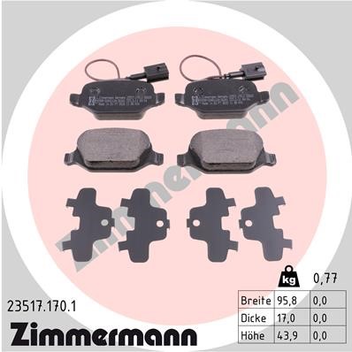 Bromsbeläggsats, Bakaxel Zimmermann 23517.170.1 ZIMMERMANN