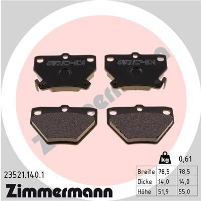 Bromsbeläggsats, Bakaxel Zimmermann 23521.140.1 ZIMMERMANN