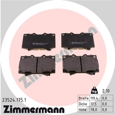 Bromsbeläggsats, Framaxel Zimmermann 23524.175.1 ZIMMERMANN