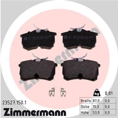 Bromsbeläggsats, Bakaxel Zimmermann 23527.150.1 ZIMMERMANN