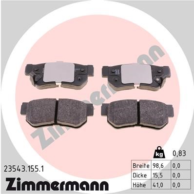 Bromsbeläggsats, Bakaxel Zimmermann 23543.155.1 ZIMMERMANN