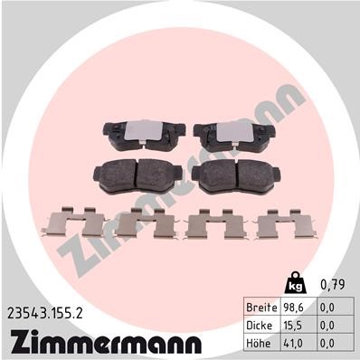 Bromsbeläggsats, Bakaxel Zimmermann 23543.155.2 ZIMMERMANN