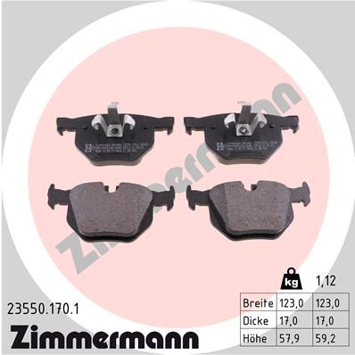 Bromsbeläggsats, Bakaxel Zimmermann 23550.170.1 ZIMMERMANN