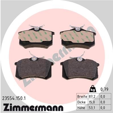 Bromsbeläggsats, Bakaxel Zimmermann 23554.150.1 ZIMMERMANN