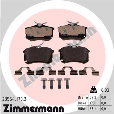 Bromsbeläggsats, Bakaxel Zimmermann 23554.170.3 ZIMMERMANN