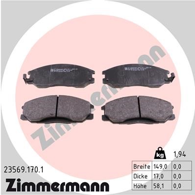 Bromsbeläggsats, Framaxel Zimmermann 23569.170.1 ZIMMERMANN