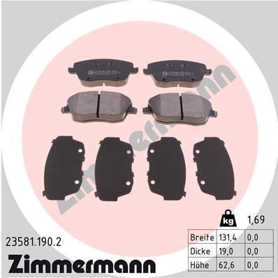 Bromsbeläggsats, Framaxel Zimmermann 23581.190.2 ZIMMERMANN