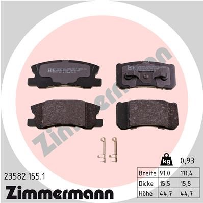 Bromsbeläggsats, Bakaxel Zimmermann 23582.155.1 ZIMMERMANN