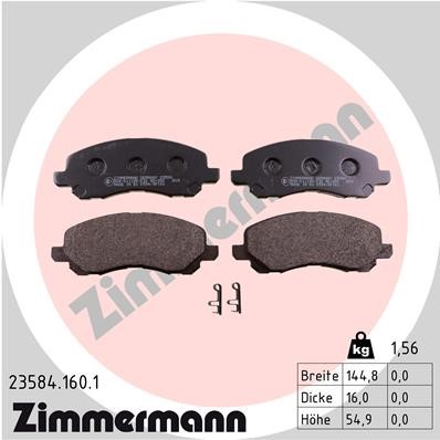 Bromsbeläggsats, Framaxel Zimmermann 23584.160.1 ZIMMERMANN