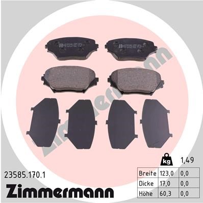 Bromsbeläggsats, Framaxel Zimmermann 23585.170.1 ZIMMERMANN