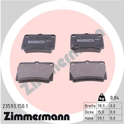 Bromsbeläggsats, Bakaxel Zimmermann 23593.150.1 ZIMMERMANN