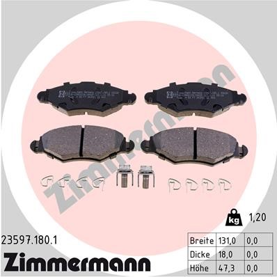 Bromsbeläggsats, Framaxel Zimmermann 23597.180.1 ZIMMERMANN