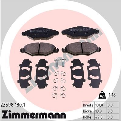 Bromsbeläggsats, Framaxel Zimmermann 23598.180.1 ZIMMERMANN