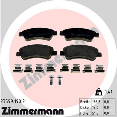 Bromsbeläggsats, Framaxel Zimmermann 23599.190.2 ZIMMERMANN