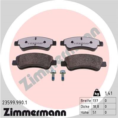 Bromsbeläggsats, Framaxel Zimmermann Rd:z 23599.990.1 ZIMMERMANN