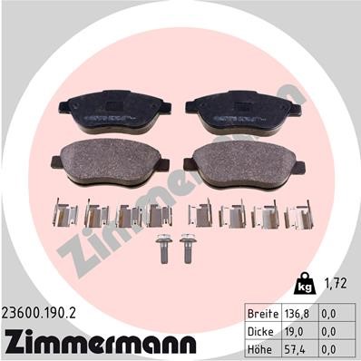 Bromsbeläggsats, Framaxel Zimmermann 23600.190.2 ZIMMERMANN