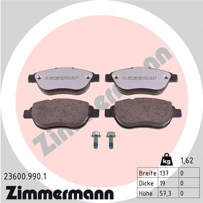 Bromsbeläggsats, Framaxel Zimmermann Rd:z 23600.990.1 ZIMMERMANN