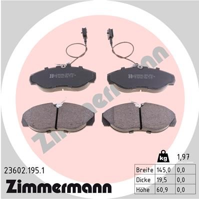 Bromsbeläggsats, Framaxel Zimmermann 23602.195.1 ZIMMERMANN