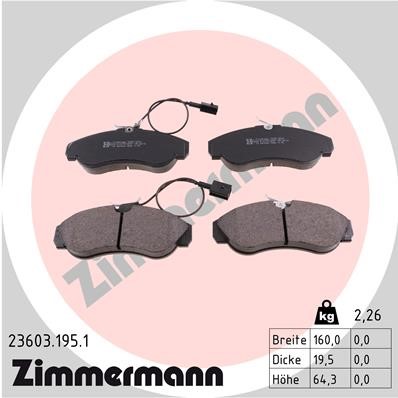 Bromsbeläggsats, Framaxel Zimmermann 23603.195.1 ZIMMERMANN