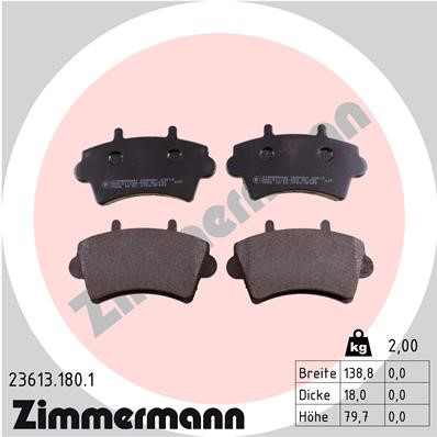 Bromsbeläggsats, Framaxel Zimmermann 23613.180.1 ZIMMERMANN