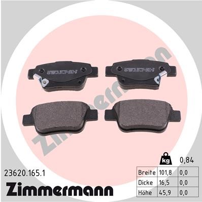 Bromsbeläggsats, Bakaxel Zimmermann 23620.165.1 ZIMMERMANN