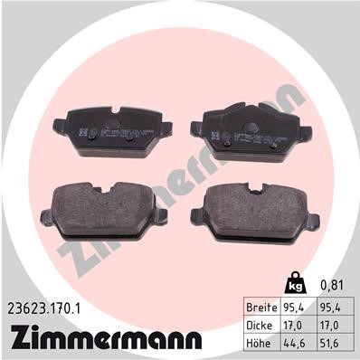 Bromsbeläggsats, Bakaxel Zimmermann 23623.170.1 ZIMMERMANN