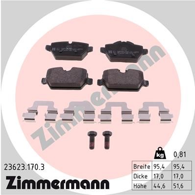 Bromsbeläggsats, Bakaxel Zimmermann 23623.170.3 ZIMMERMANN