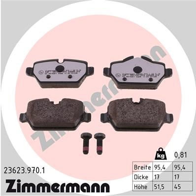 Bromsbeläggsats, Bakaxel Zimmermann Rd:z 23623.970.1 ZIMMERMANN
